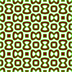 Geometric vector pattern with green and red colors. Seamless abstract ornament for wallpapers and backgrounds.
