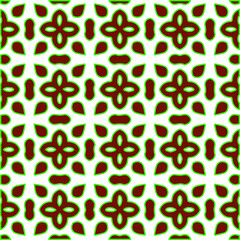 Geometric vector pattern with green and red colors. Seamless abstract ornament for wallpapers and backgrounds.