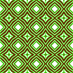 Geometric vector pattern with green and red colors. Seamless abstract ornament for wallpapers and backgrounds.