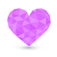 Naklejka na ściany i meble Pink Sapphire Heart Low Poly Icon Texture. Illustration Design Love Emotion Emoji. Polygon Style Vector Symbol.