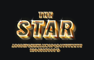 Fototapeta premium The star font set collection, letters and numbers symbol. Vector