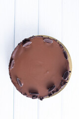 tasty homemade chocolate cake on table