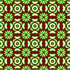 Geometric vector pattern with green and red colors. Seamless abstract ornament for wallpapers and backgrounds.