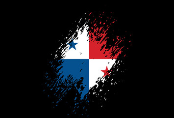 Panama flag with splashes brush stroke  textured isolated  on black background,Symbols of Panama , template for banner,card,advertising ,promote, TV commercial, ads, web design, magazine,vector