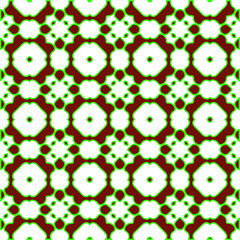  Geometric vector pattern with green and red colors. Seamless abstract ornament for wallpapers and backgrounds.