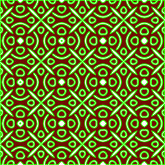  Geometric vector pattern with green and red colors. Seamless abstract ornament for wallpapers and backgrounds.