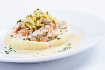 meat with mashed potatoes