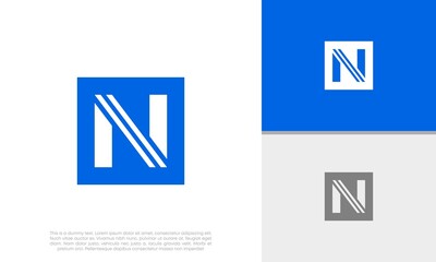 Initial N logo design. Innovative high tech logo template. Template label for blockchain technology.