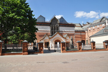Fototapeta premium Panoramic view of the building of the Tretyakov Gallery in Moscow. Moscow, Russia, May 22, 2021