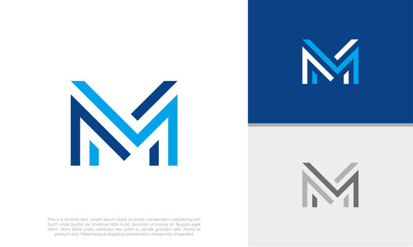 Initial M. MM logo design. Innovative high tech logo template. Template label for blockchain technology.