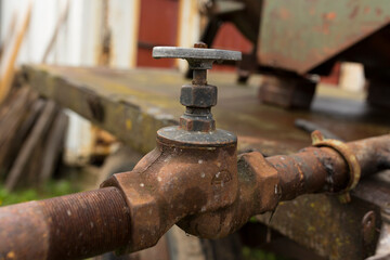 water faucet and water pipes rusty, water sources for farmers' fields