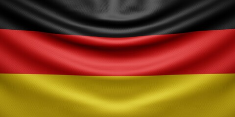 Hanging wavy national flag of Germany with texture. 3d render.
