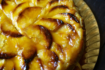 Close up of Homemade delicious fresh baked apple tart.