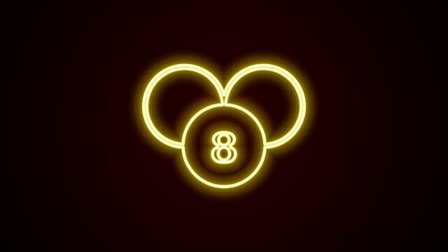 Glowing neon line Bingo or lottery ball on bingo card with lucky numbers icon isolated on black background. 4K Video motion graphic animation