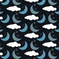 Dark Abstract Pattern with Moon and Clouds