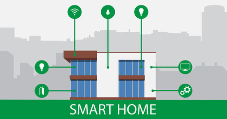 Mobile phone Smart Home House app application concept. Home automation system.