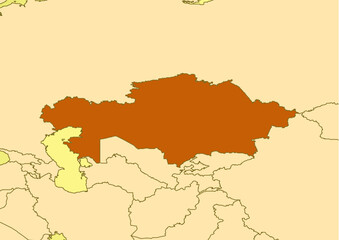 Fototapeta premium Kazakhstan map old vintage Europe