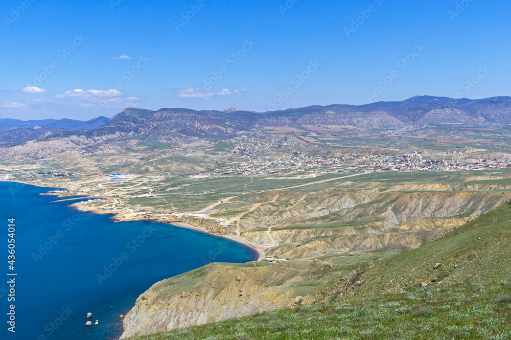 Wall mural view from the slope of cape meganom to the kapsel valley. crimea.