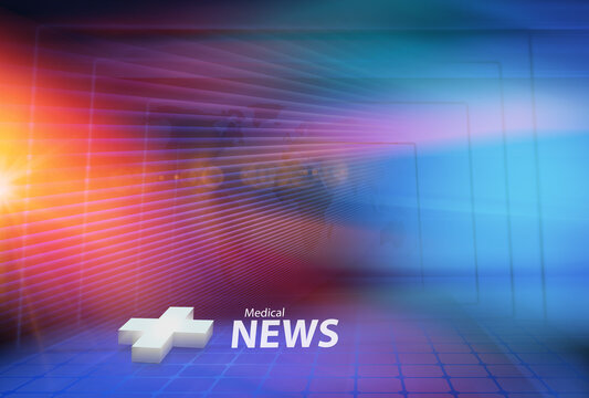 Graphical medical news background with a lens flare on the left, 3d illustration