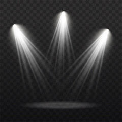 Spotlight projector, light effect with white rays.