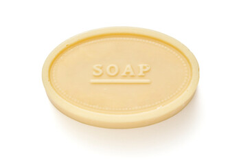 Natural soap with donkey milk on white background, Clipping path