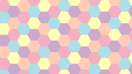 Colorful vector honeycomb pattern pastel colors wallpaper. Graphic, high quality background geometric hexagon, mosaic decorative element, flat style, wrapping, textile. Typography and digital use.