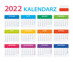 2022 Calendar Polish - vector illustration, Polish version