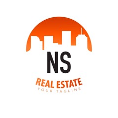 Fototapeta na wymiar Initial Letter NS Real Estate Creative Logo Design Template. Real estate template logo