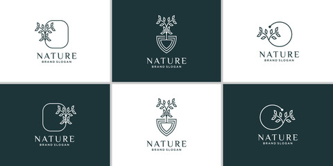 Fototapeta na wymiar Nature logo collection with abstract style for business and spa Premium Vector