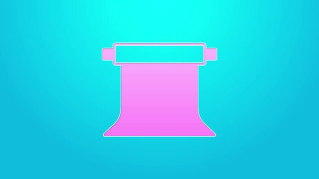 Pink line Empty photo studio icon isolated on blue background. Screen backdrop. 4K Video motion graphic animation