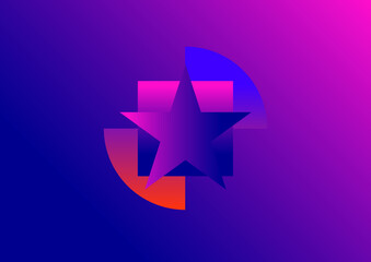 Purple and pink gradient background with geometric shape design. Minimalist backdrop with simple design.