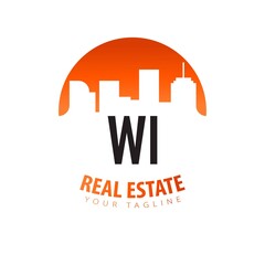 Initial Letter WI Real Estate Creative Logo Design Template. Real estate template logo