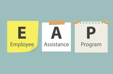 EAP Employee Assistance Program written on memory papers- vector illustration