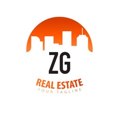 Initial Letter ZG Real Estate Creative Logo Design Template. Real estate template logo - obrazy, fototapety, plakaty