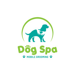 Dog Silhouette with a hug for the Dog Spa Logo Design Template. Perfect for pet shops, pet clinics, dog spa and grooming, or dog-loving communities.