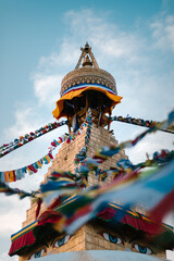 Banderas de colores en la Boudhanath Stupa en el valle de Kathmandu en Nepal