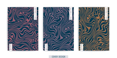 Covers design. Abstract liquid stripes. Wavy lines flowing substance. Vector illustration