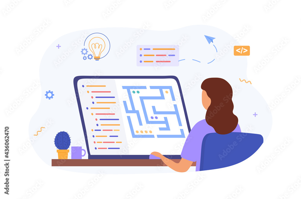 Poster monitor of graphic animator creating video game