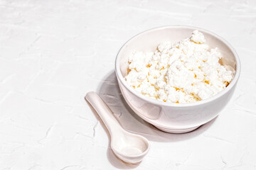 Cottage cheese in a ceramic bowl