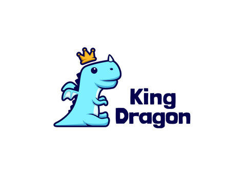 Cartoon cute dragon logo character mascot design illustration