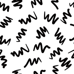 Scribble doodle line cute seamless vector pattern