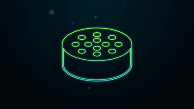 Glowing neon line Water sensor icon isolated on black background. 4K Video motion graphic animation