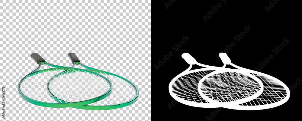 Poster racket isolated on background with mask. 3d rendering - illustration