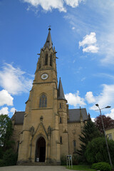 Fototapeta na wymiar Die Pfarrkirche Herz Jesu am Marienplatz von Bad Kissingen