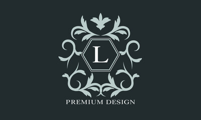 Premium linear logo. Monogram with letter L. Elegant icon. Luxury alphabet frame symbol.
