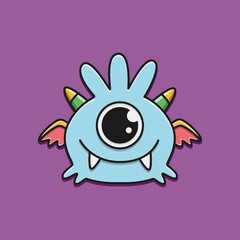 cute monster cartoon doodle design for coloring, backgrounds, stickers, logos, symbol, icons and more