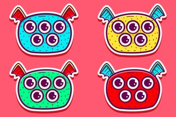 cute monster cartoon doodle design for coloring, backgrounds, stickers, logos, symbol, icons and more