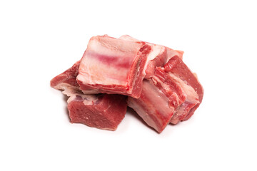 Raw beef ribs isolated on white background.