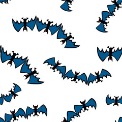 Seamless pattern of flying cartoon bats