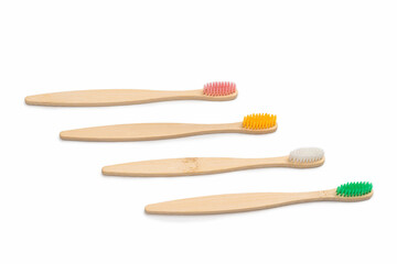 Bamboo toothbrush isolated on a white background.